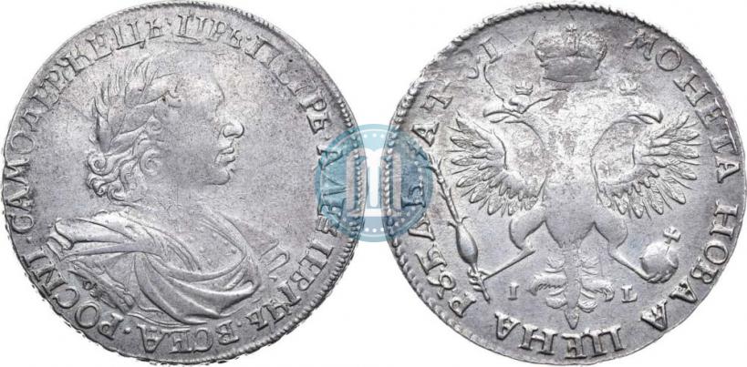 Picture 1 rouble 1719 year OK-IL-L "Portrait in armour"
