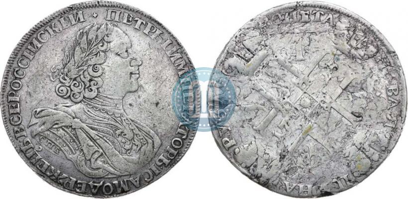 Фото 1 рубль 1725 года СПБ "Солнечный в латах"