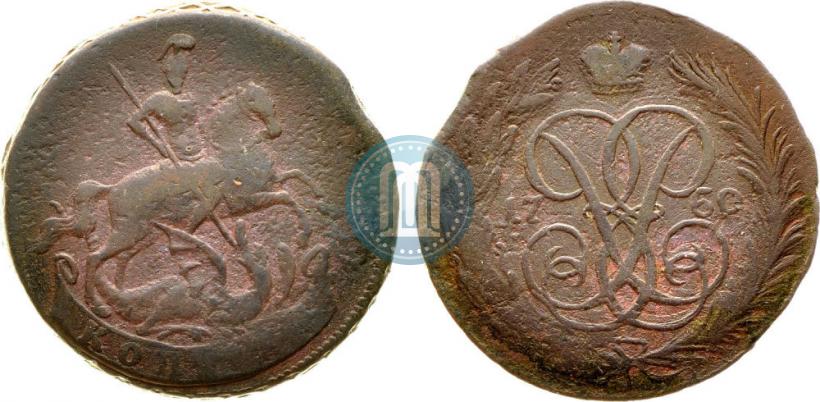 Picture 1 kopeck 1760 year  