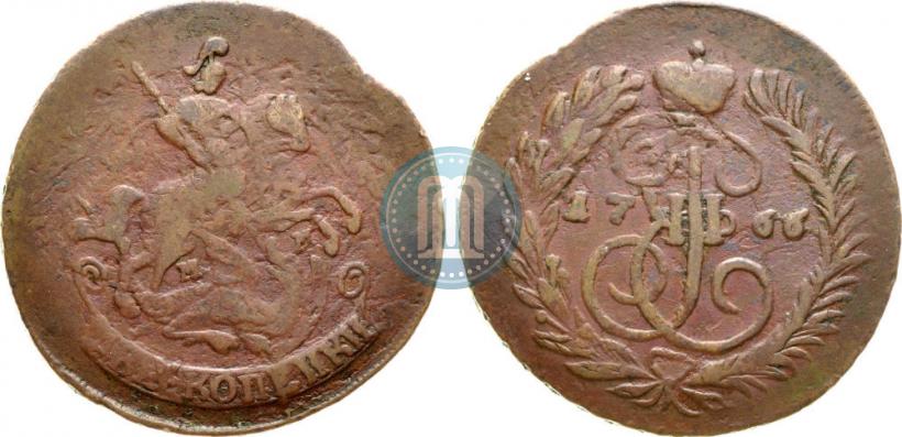 Фото 2 копейки 1766 года ММ 