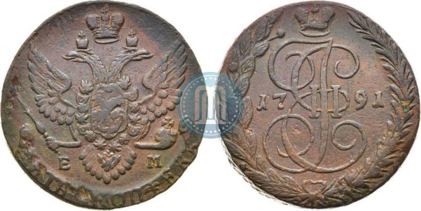 Picture 5 kopecks 1791 year ЕМ 