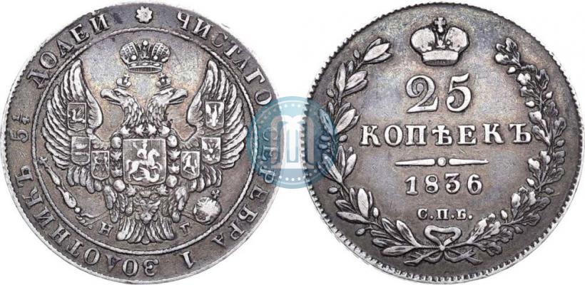 Фото 25 копеек 1836 года СПБ-НГ 
