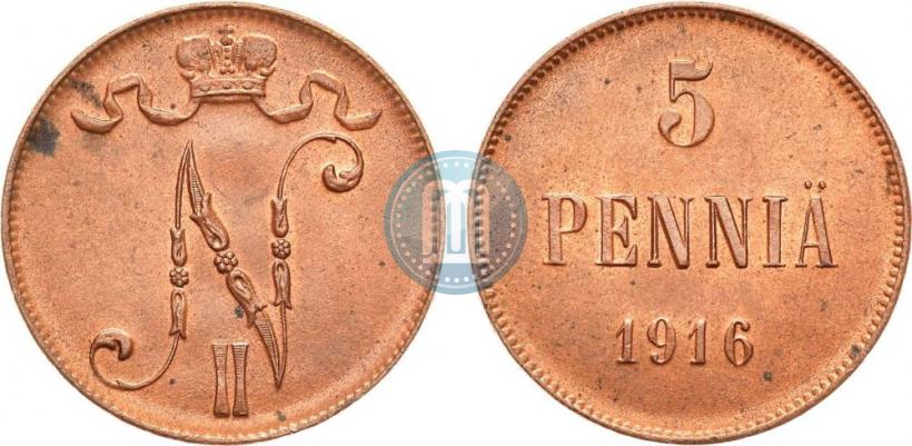 Picture 5 pennia 1916 year  