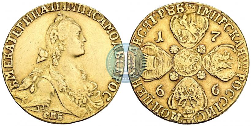 Picture 10 roubles 1766 year СПБ 