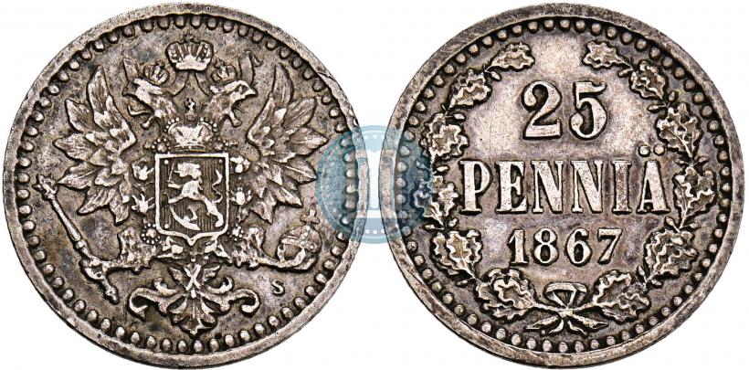 Фото 25 пенни 1867 года S 