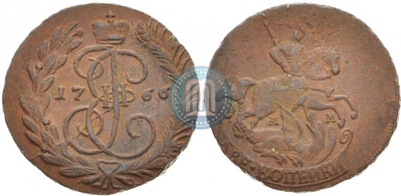 Фото 2 копейки 1766 года ММ 