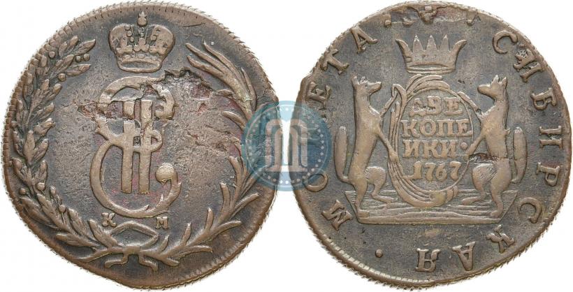 Фото 2 копейки 1767 года КМ 