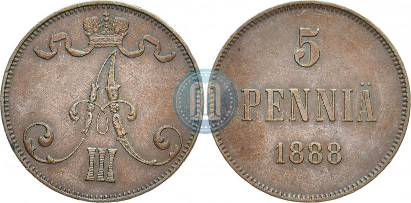 Фото 5 пенни 1888 года  