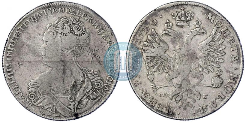 Picture 1 rouble 1726 year СПБ "Petersburg type, portrait turned to the left"
