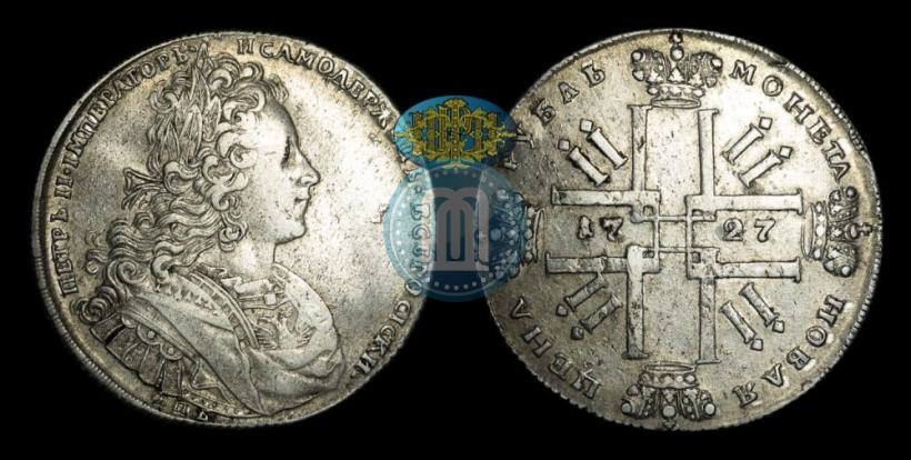 Фото 1 рубль 1727 года СПБ "Петербургский тип"