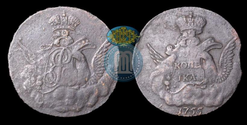 Picture 1 kopeck 1755 year  