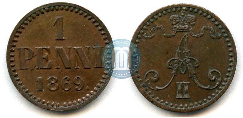 Фото 1 пенни 1869 года  