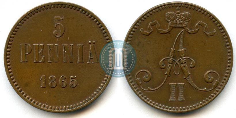 Picture 5 pennia 1865 year  