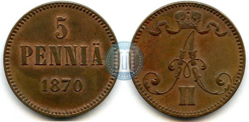 Picture 5 pennia 1870 year  