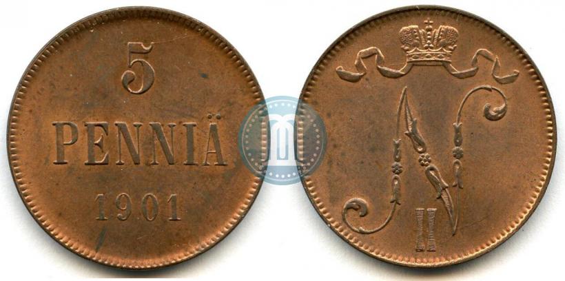 Picture 5 pennia 1901 year  