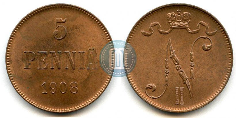 Фото 5 пенни 1908 года  