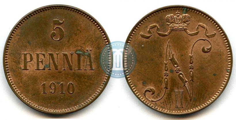 Picture 5 pennia 1910 year  