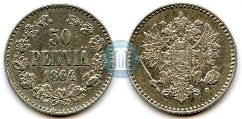 Фото 50 пенни 1864 года S 