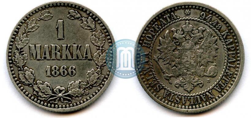 Picture 1 markka 1866 year S 