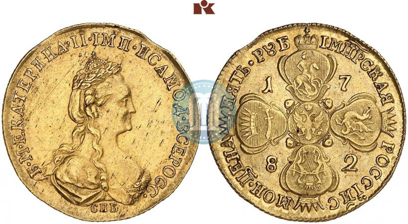 Фото 5 рублей 1782 года СПБ 