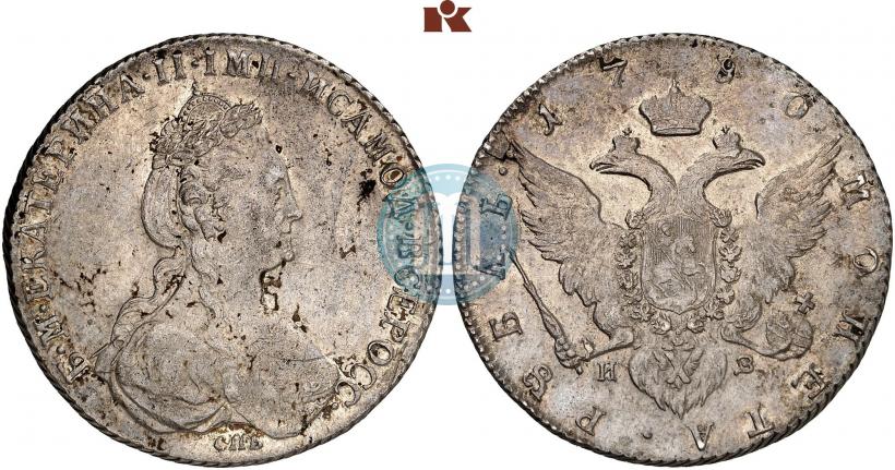 Фото 1 рубль 1780 года СПБ-ИЗ 