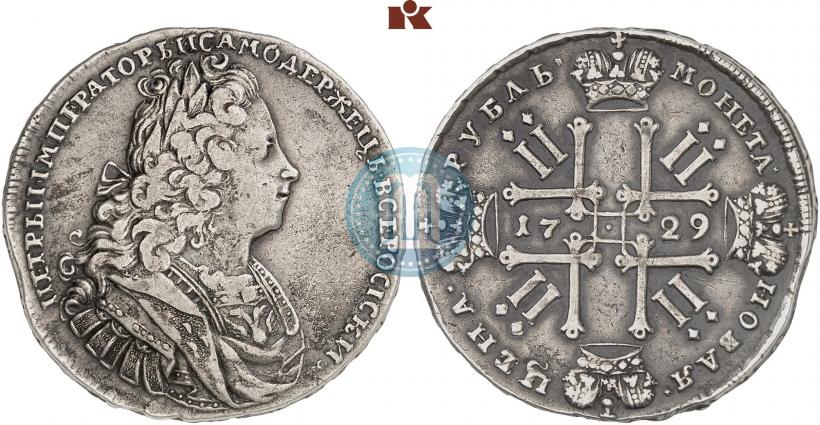 Фото 1 рубль 1729 года  "Тип 1727"