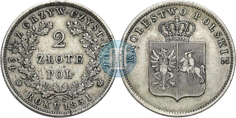 Picture 2 złote 1831 year KG "Polish uprising"