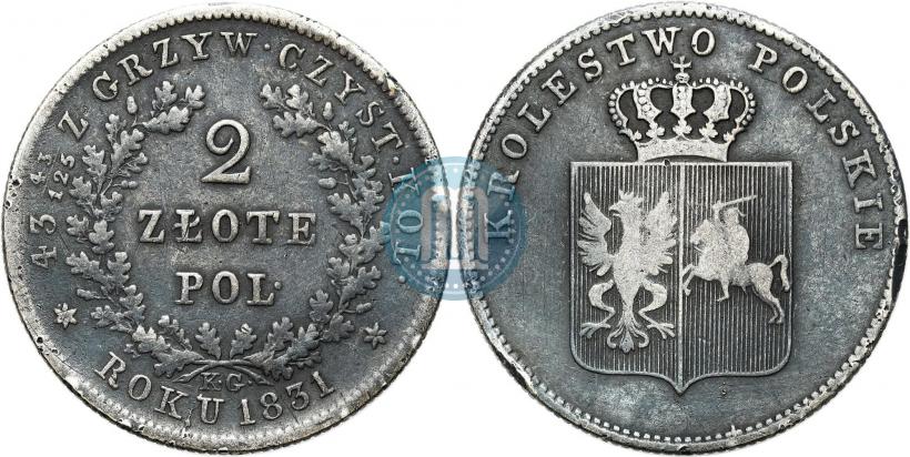 Picture 2 złote 1831 year KG "Polish uprising"