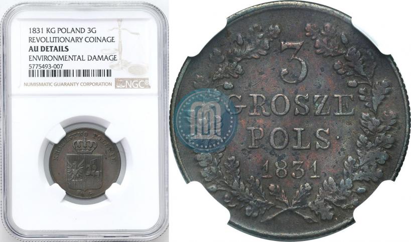 Picture 3 grosze 1831 year KG "Polish uprising"