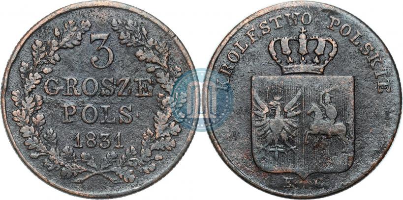 Picture 3 grosze 1831 year KG "Polish uprising"