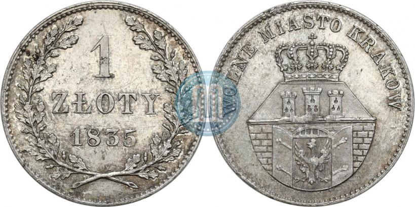 Picture 1 złoty 1835 year  "Free city of Kraków"