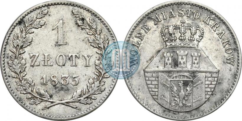 Picture 1 złoty 1835 year  "Free city of Kraków"