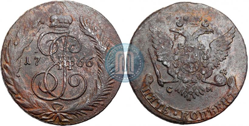 Picture 5 kopecks 1766 year СМ 