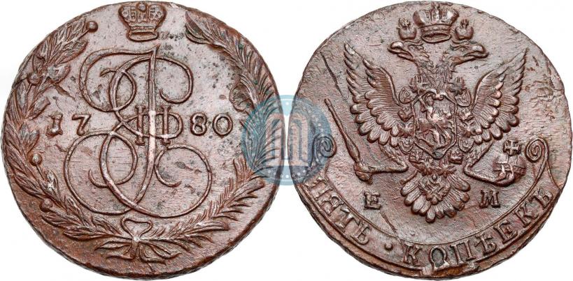Picture 5 kopecks 1780 year ЕМ 