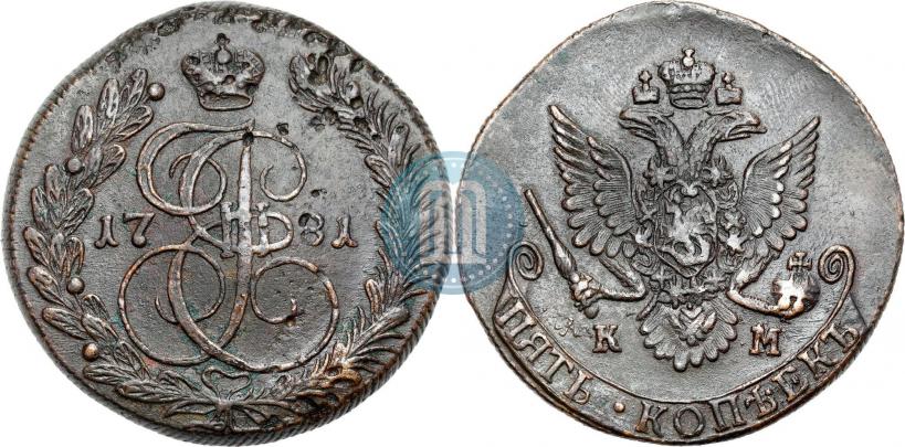 Фото 5 копеек 1781 года КМ 