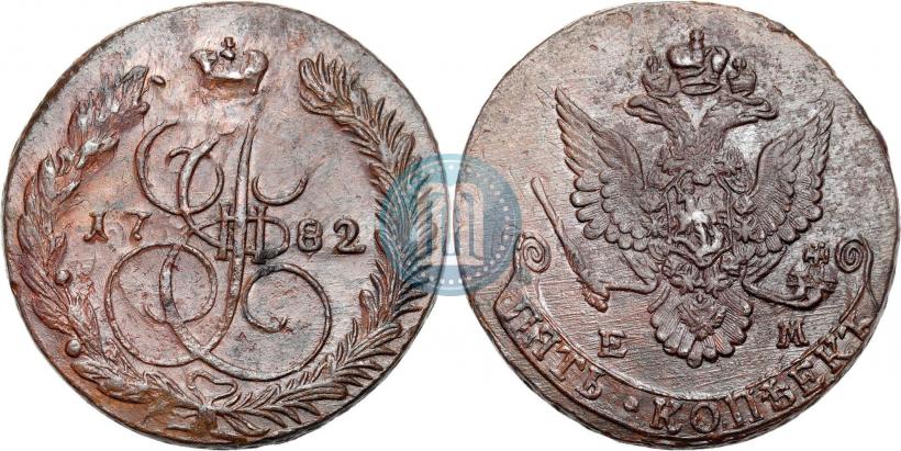 Picture 5 kopecks 1782 year ЕМ 