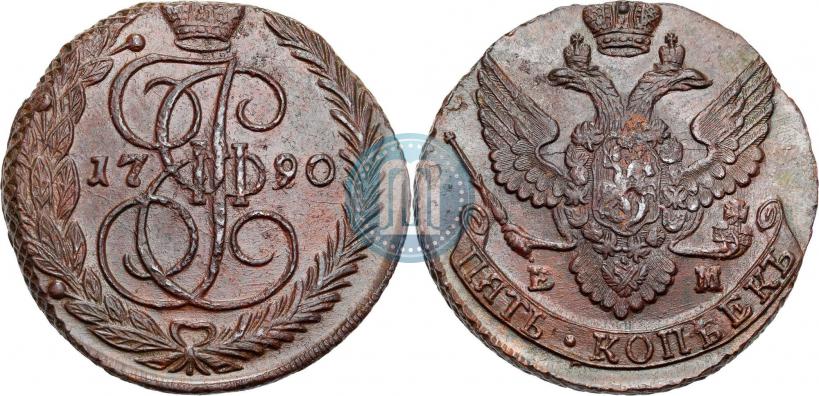 Picture 5 kopecks 1790 year ЕМ 