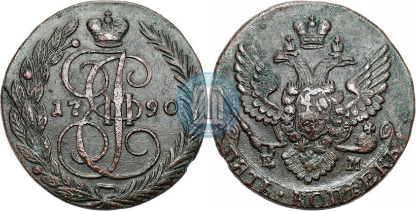 Picture 5 kopecks 1790 year ЕМ 
