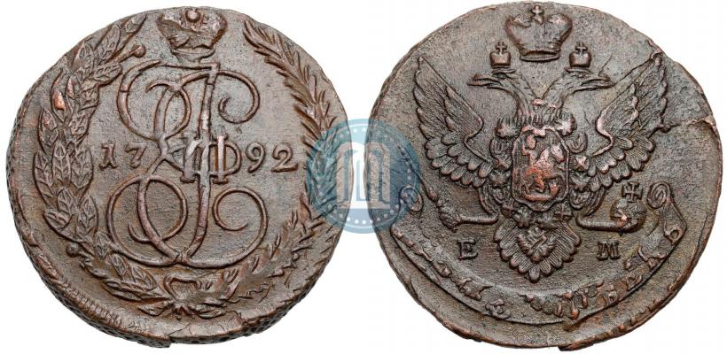 Picture 5 kopecks 1792 year ЕМ 