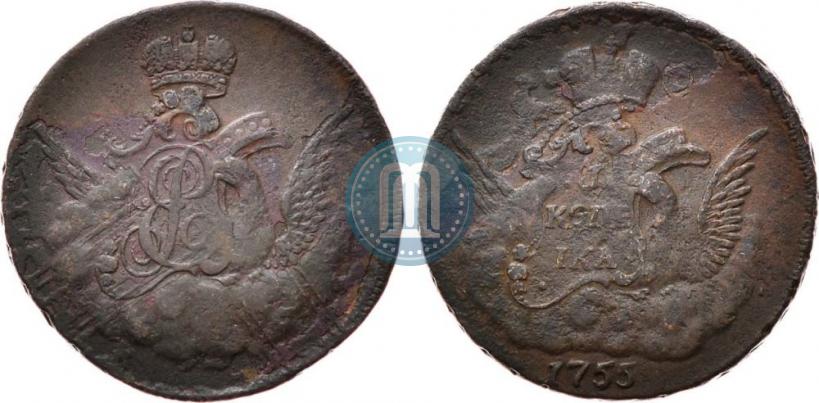 Picture 1 kopeck 1755 year  