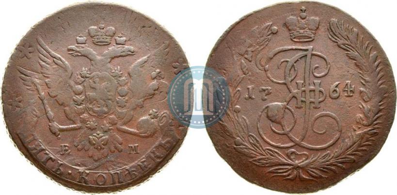 Picture 5 kopecks 1764 year ЕМ 