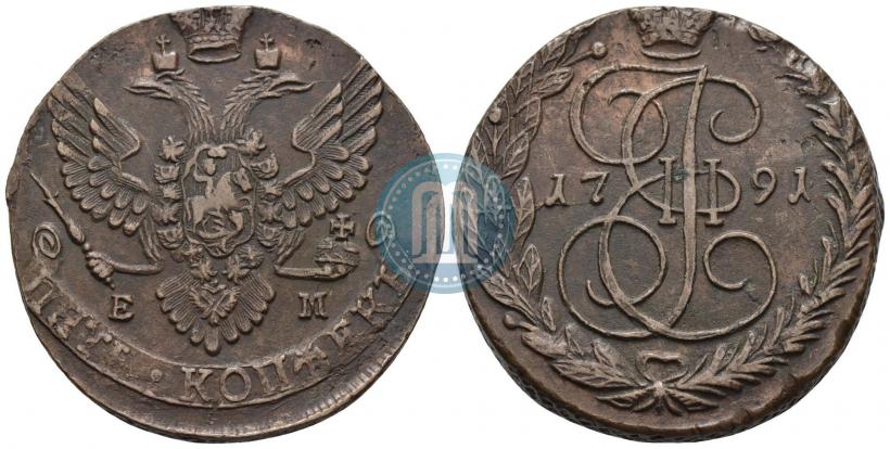 Фото 2 копейки 1791 года ЕМ 