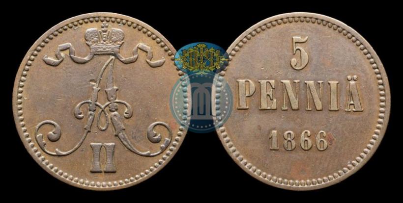 Picture 5 pennia 1866 year  