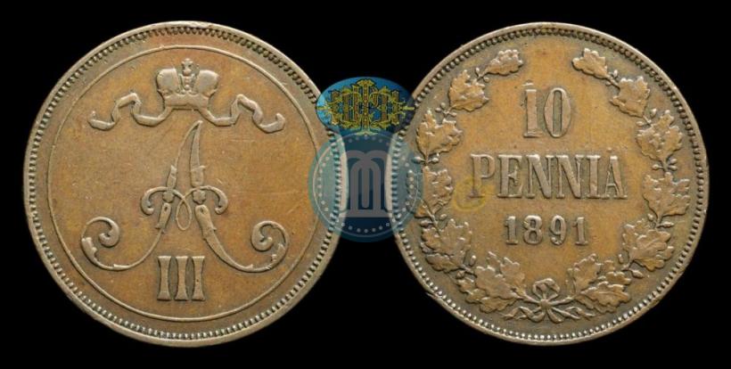 Picture 10 pennia 1891 year  
