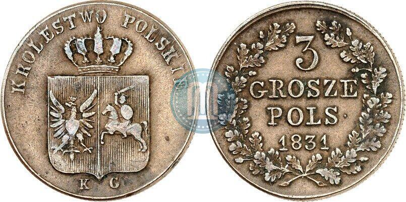Picture 3 grosze 1831 year KG "Polish uprising"