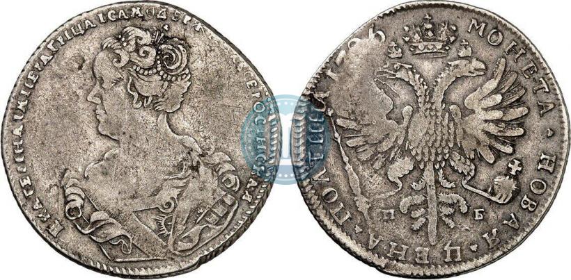Picture Poltina 1726 year СПБ "Petersburg type, portrait turned to the left"