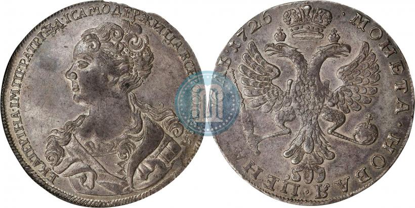 Фото 1 рубль 1726 года  "Московский тип, портрет влево"