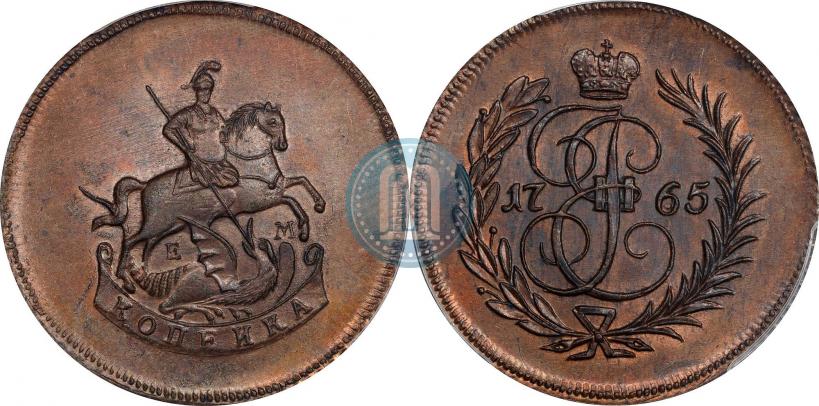 Picture 1 kopeck 1765 year ЕМ 