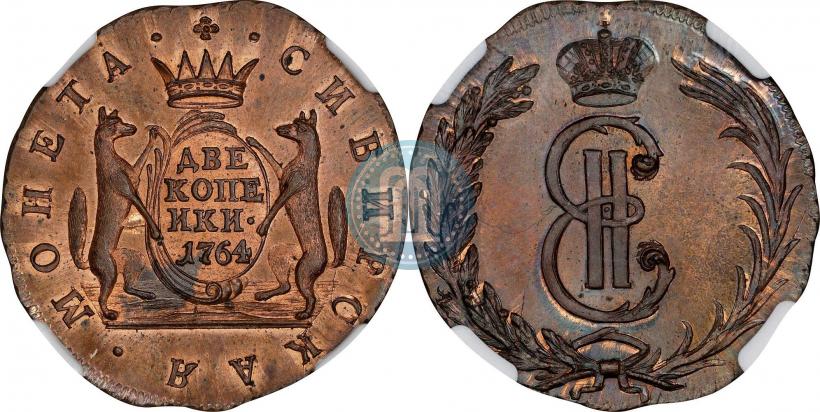 Picture 2 kopecks 1764 year  