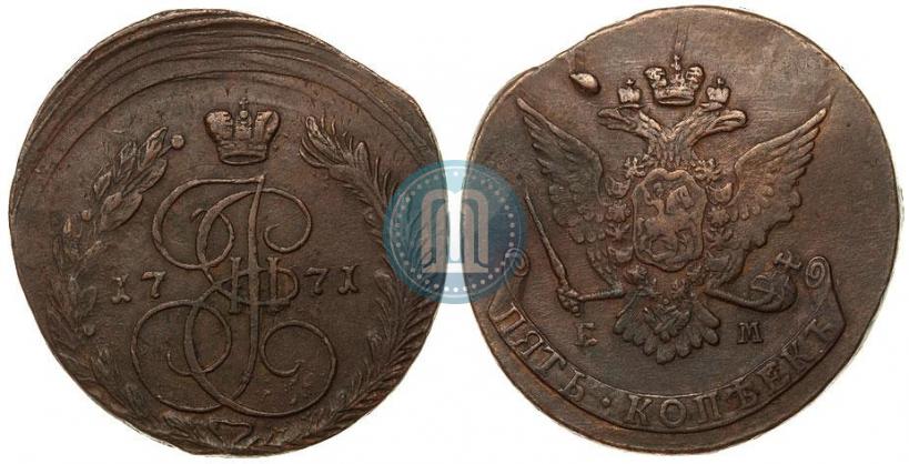 Picture 5 kopecks 1771 year ЕМ 